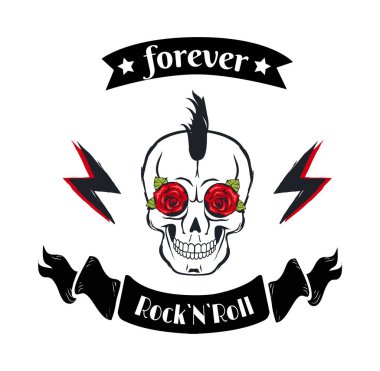 Forever Rock-n-Roll Rozeti Simge Vektör Çizimi