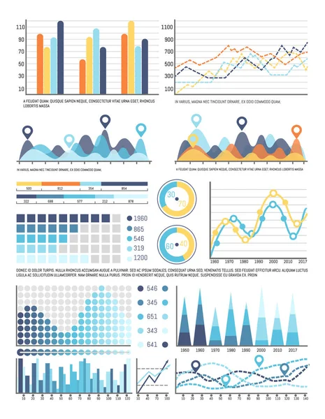 Flowcharts met informatie in visuele formuliergegevens — Stockvector