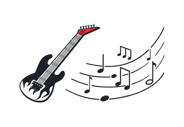 Guitare électrique, Instrument de musique dans un style rock — Image vectorielle