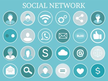 Sosyal Ağ Profilleri Simgeler Vektör İllüstrasyon