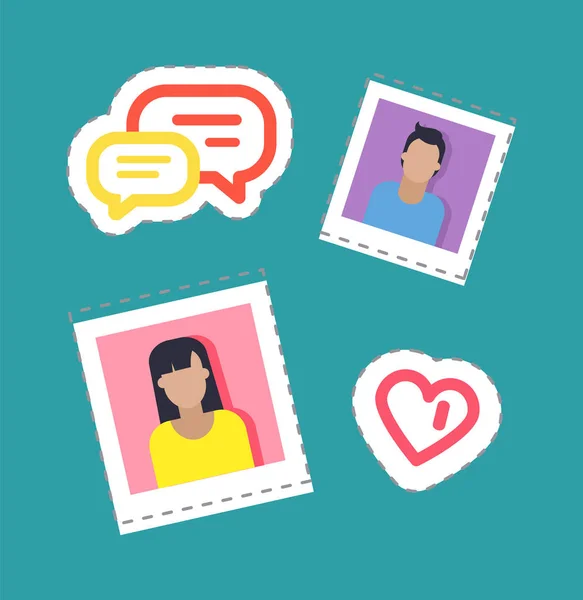 Bloggers Hombre y Mujer, Pegatinas Set Vector — Vector de stock