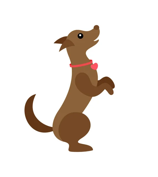 Perro usando arco en el cuello, mascota canino saltar hasta — Vector de stock