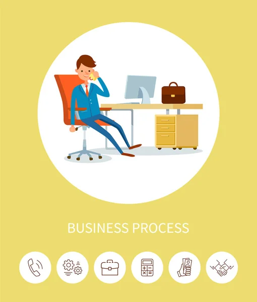 ビジネスプロセス、電話で話すマンディレクター — ストックベクタ