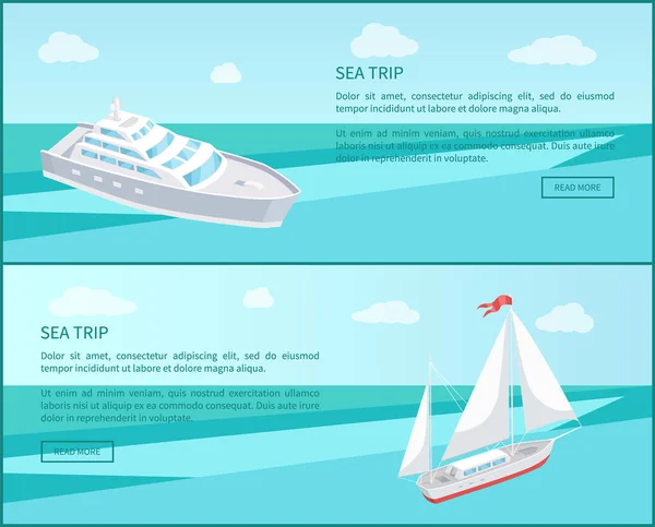 Sea Trip Web Posters Passenger Liner Marine Travel — Stock Vector
