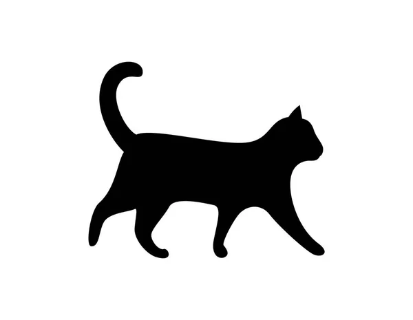 Black Cat Silhouette Vector Feline Animal Icon — Stock Vector