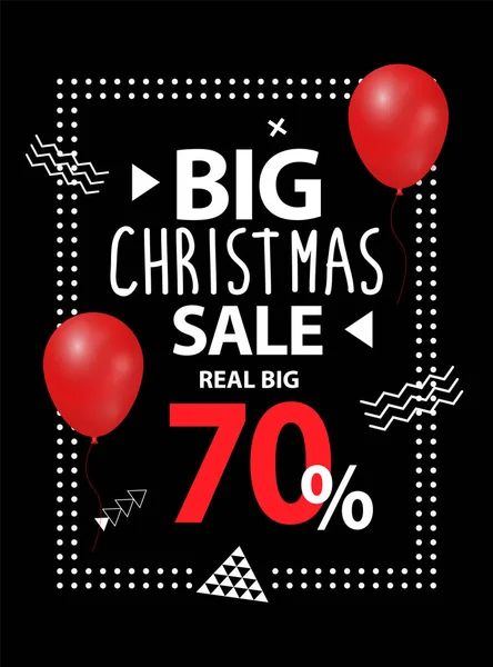 大型圣诞促销活动, 最高可达70% — 图库矢量图片