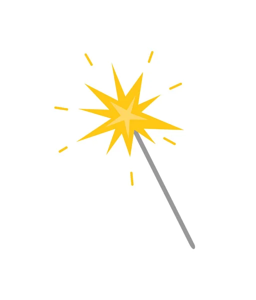 Magicion Stick z gwiazdą, płaska ikona na białym tle — Wektor stockowy