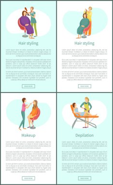 Saç Şekillendirme Stilistler ve Visagiste Set Vektör