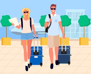 Yolcular Varış, Havaalanı Vektör Turistler