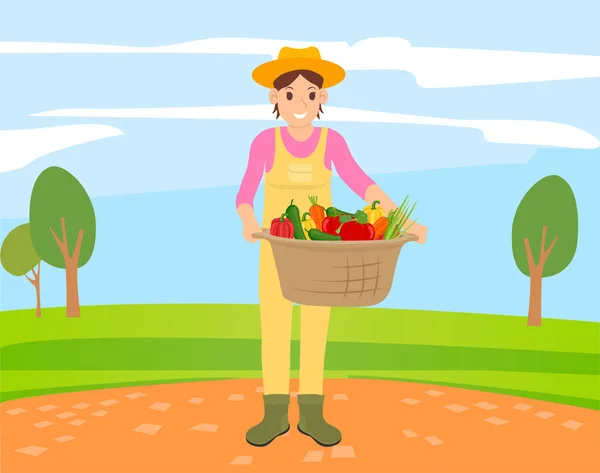 Une personne souriante aux légumes, vecteur végétarien — Image vectorielle