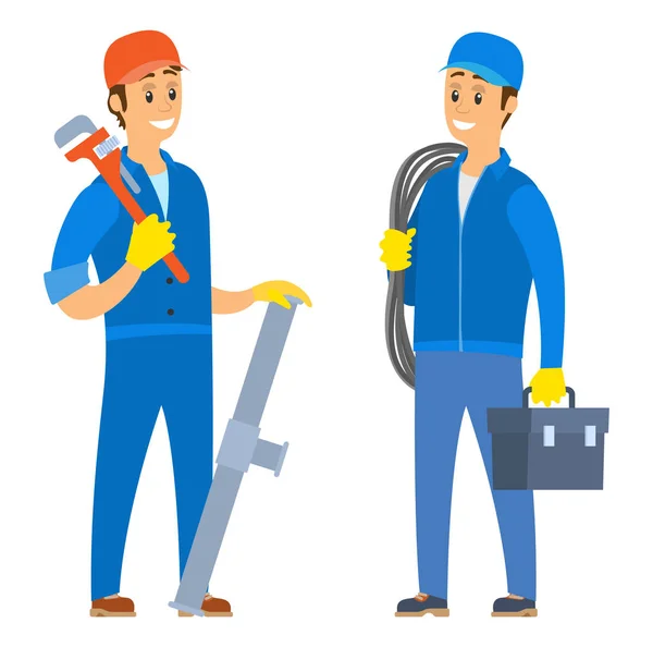 Workers in Team, People Wearing Uniforms Vector — Stock Vector