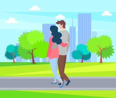 Embracing People in Love and Summer Season City clipart
