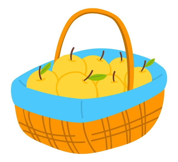 篮子与苹果，水果在威克波特尔矢量 — 图库矢量图片