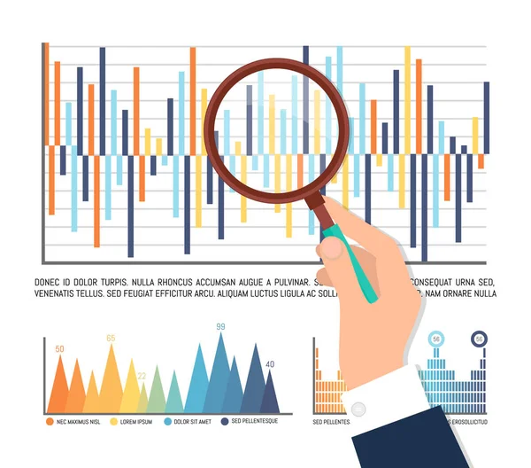 Statistik männlich Analyse von Informationen auf Papier-Infotafeln — Stockvektor