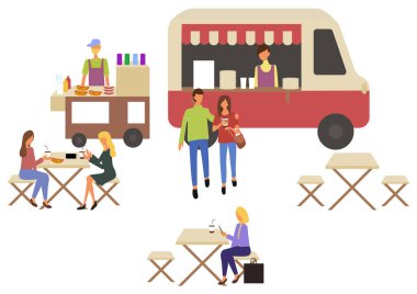 Fastfood Van Araba ve Cafe, Paket gıda, İnsanlar