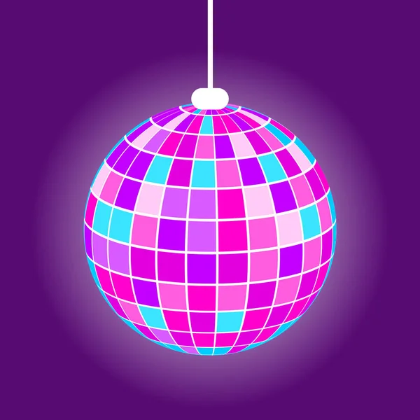 Boule disco boîte de nuit, Vecteur de miroir violet — Image vectorielle