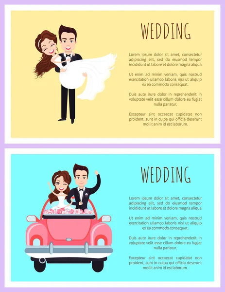 Sposo e sposa, Invito al matrimonio, vettoriale dell'amore — Vettoriale Stock