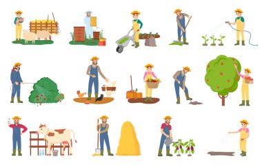 İnsanlar Tarım, İnek ve Koyun Tending Hayvanlar