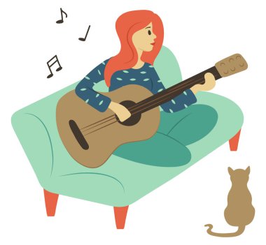 Gitar Çalan Kadın, Evde Kedi ile Gitarist