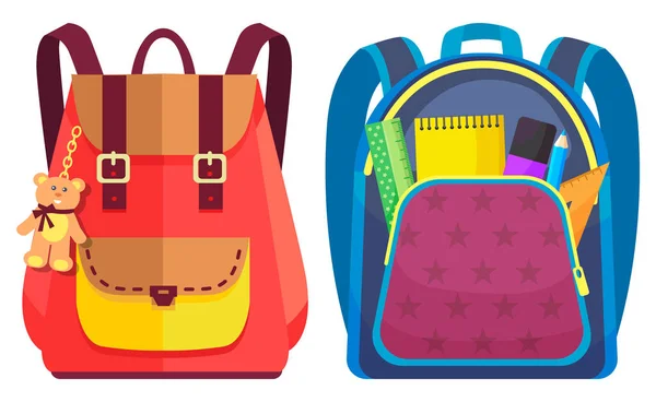 Sac à dos scolaire coloré Retour à l'école — Image vectorielle