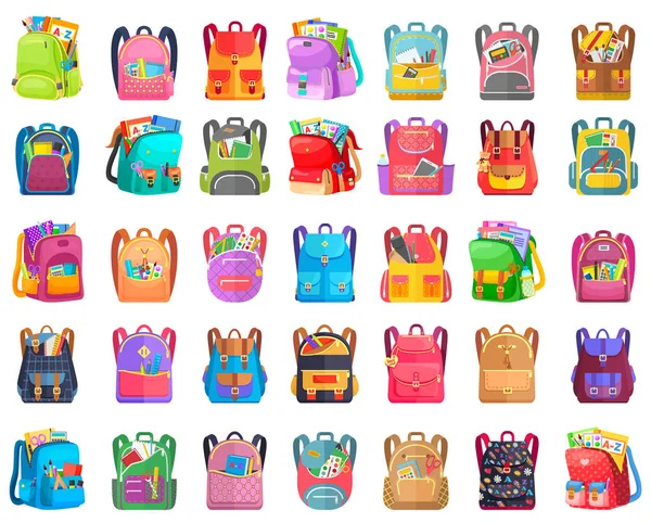 Mochila escolar colorida de volta à escola —  Vetores de Stock