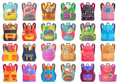 Colored School Backpack Back to School clipart
