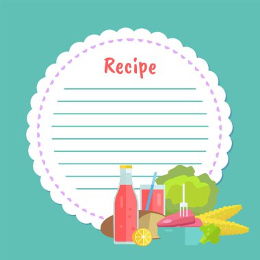 Temiz Not Sayfası, Gıda Vektörü ile Boş Yemek Kitabı