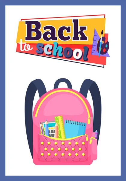 Barevný školní batoh zpět do školy — Stockový vektor