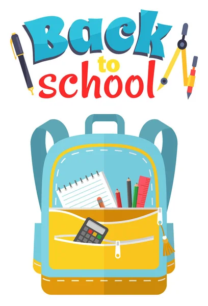 Kolorowy plecak szkolny Powrót do szkoły — Wektor stockowy