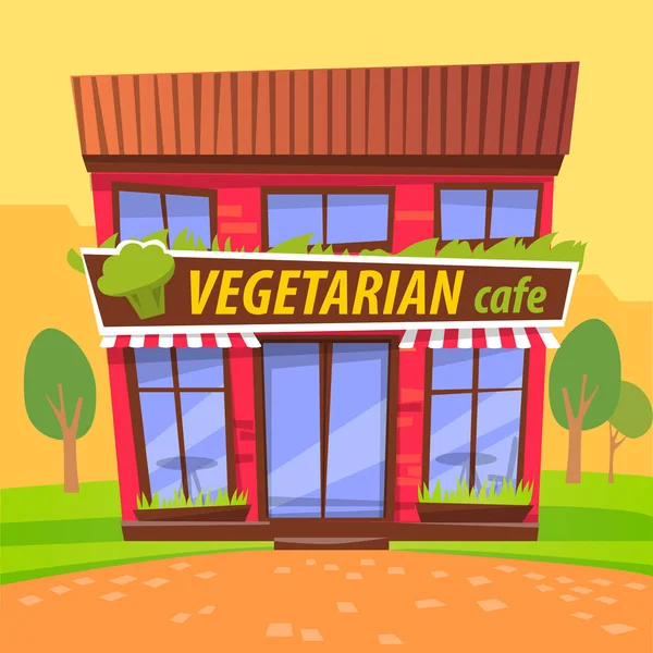 Vegetarian Cafe Place for Vegan, Veggies Business — Stock Vector