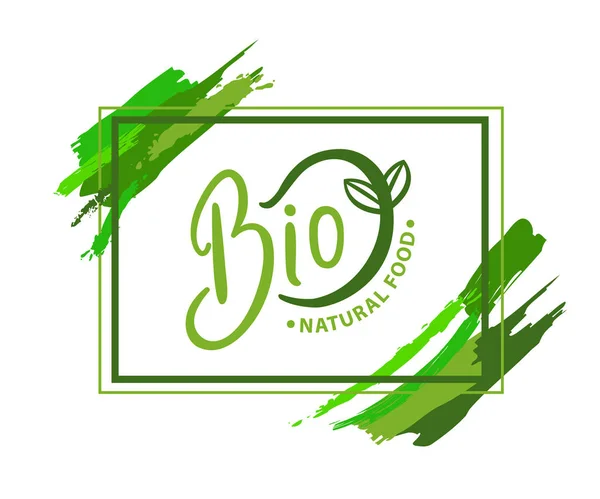 Bio-Naturkost Bio-Logo mit grünen Sprossen — Stockvektor