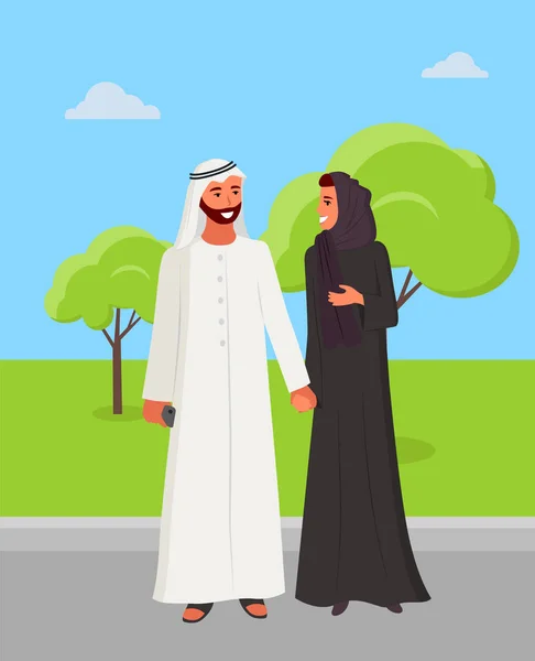 Arabic People Couple Man dan Woman Muslim Vector - Stok Vektor