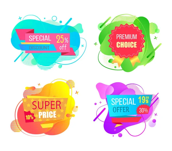 Set of Sale Labels Abstract Liquid Shapes Isolated — Stock Vector