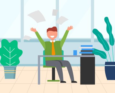 İşyeri, Ofis Vektörü Üzerinde Çalışan Kutlaması