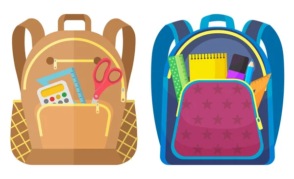 Sac à dos scolaire coloré Retour à l'école — Image vectorielle