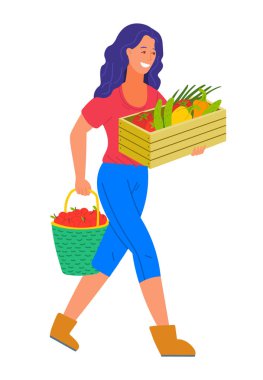 Sebze Dolu Kutu ile Hasat Kadın