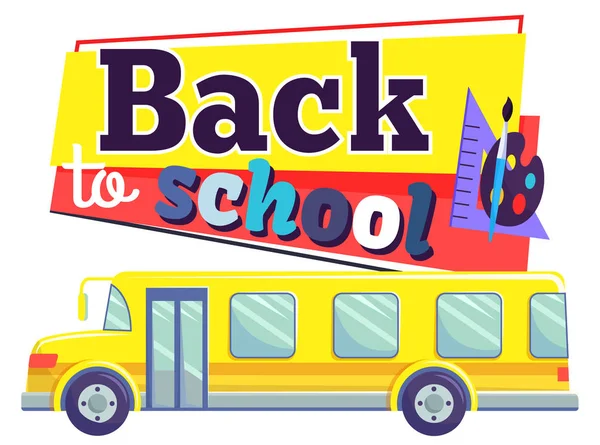 Çocuklar için Okul Otobüsüne Geri Dön Öğrenci Taşıma — Stok Vektör