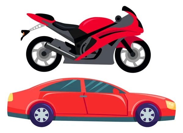 Voiture de sport et moto, Transport de véhicules — Image vectorielle