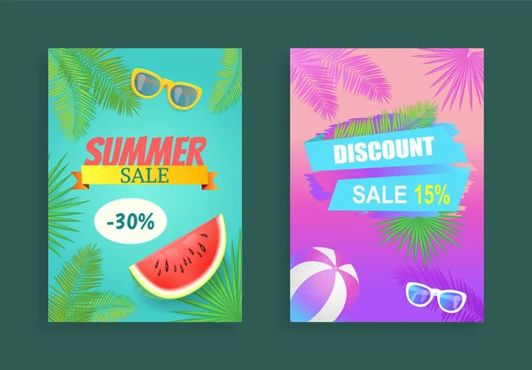 Summer Sale Reduction Set Vector Illustration — Stock Vector