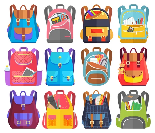 Mochila escolar colorida de volta à escola —  Vetores de Stock