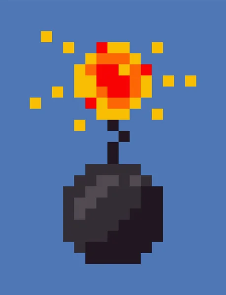 Icono de píxel de explosión de bomba, vector de signo explosivo — Archivo Imágenes Vectoriales