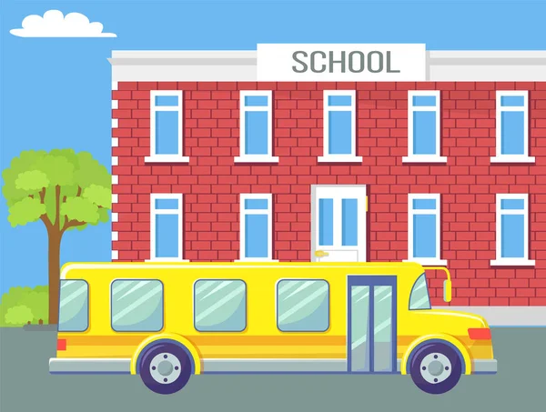 Назад в школьный автобус для детей Транспорт для школьников — стоковый вектор