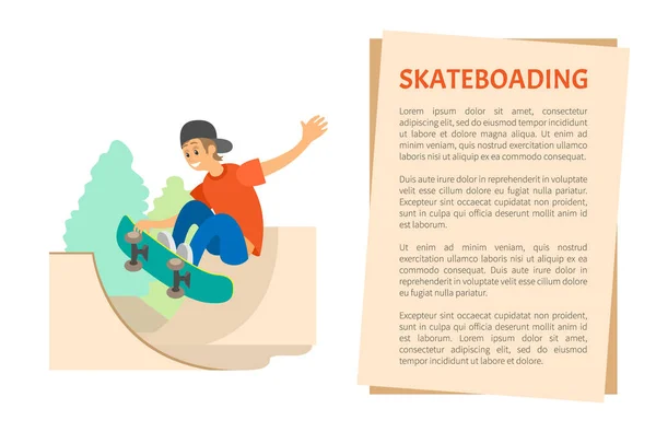 Extreme tiener sport, skateboarden en Skate Park — Stockvector