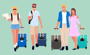 Bagaj Vektörü ile Arkadaş Turist Grubu