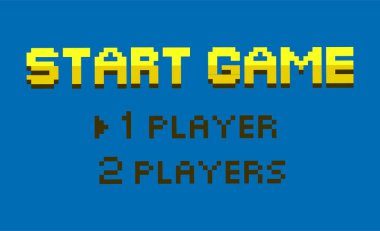 Start Game Bir veya İki Oyuncu Seçeneği Piksel Tasarımı