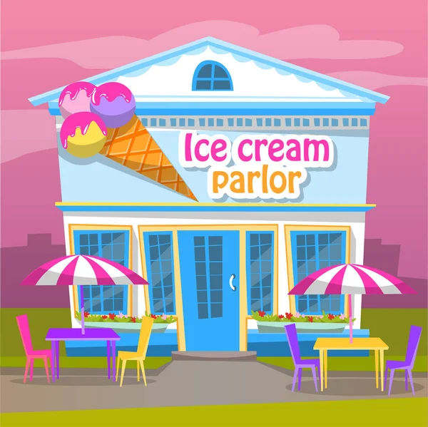 Ice Cream Parlor, Cold Dessert Business for Summer — Stock Vector