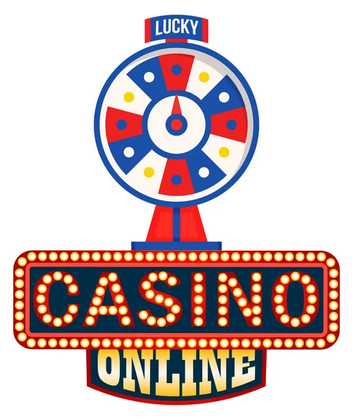 Online Casino Logo, Lucky Fortune Wheel Isolated — Stock Vector