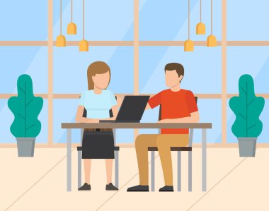 İş Yeri, Laptop Vektörü ile İşçiler