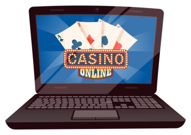 Oyun Kartları ile Bilgisayar, Casino Online Vektör
