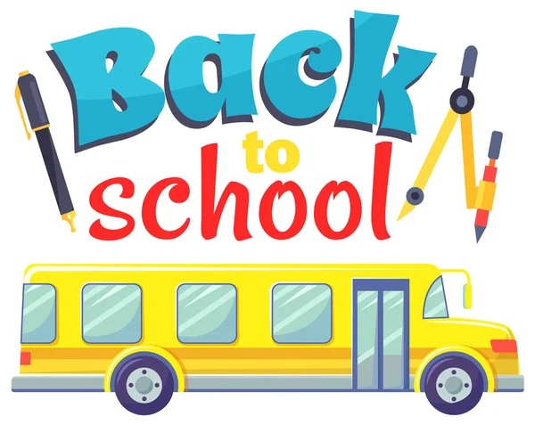 Çocuklar için Okul Otobüsüne Geri Dön Öğrenci Taşıma — Stok Vektör